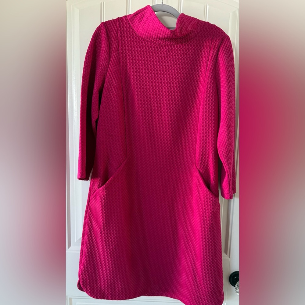 Boden Fuchsia Textured Long Sleeve Dress